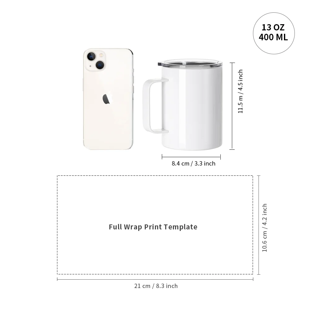 13OZ 400ml Stainless Steel Coffee Cup with Water Proof Lid & Handle (White) thumbnail 6