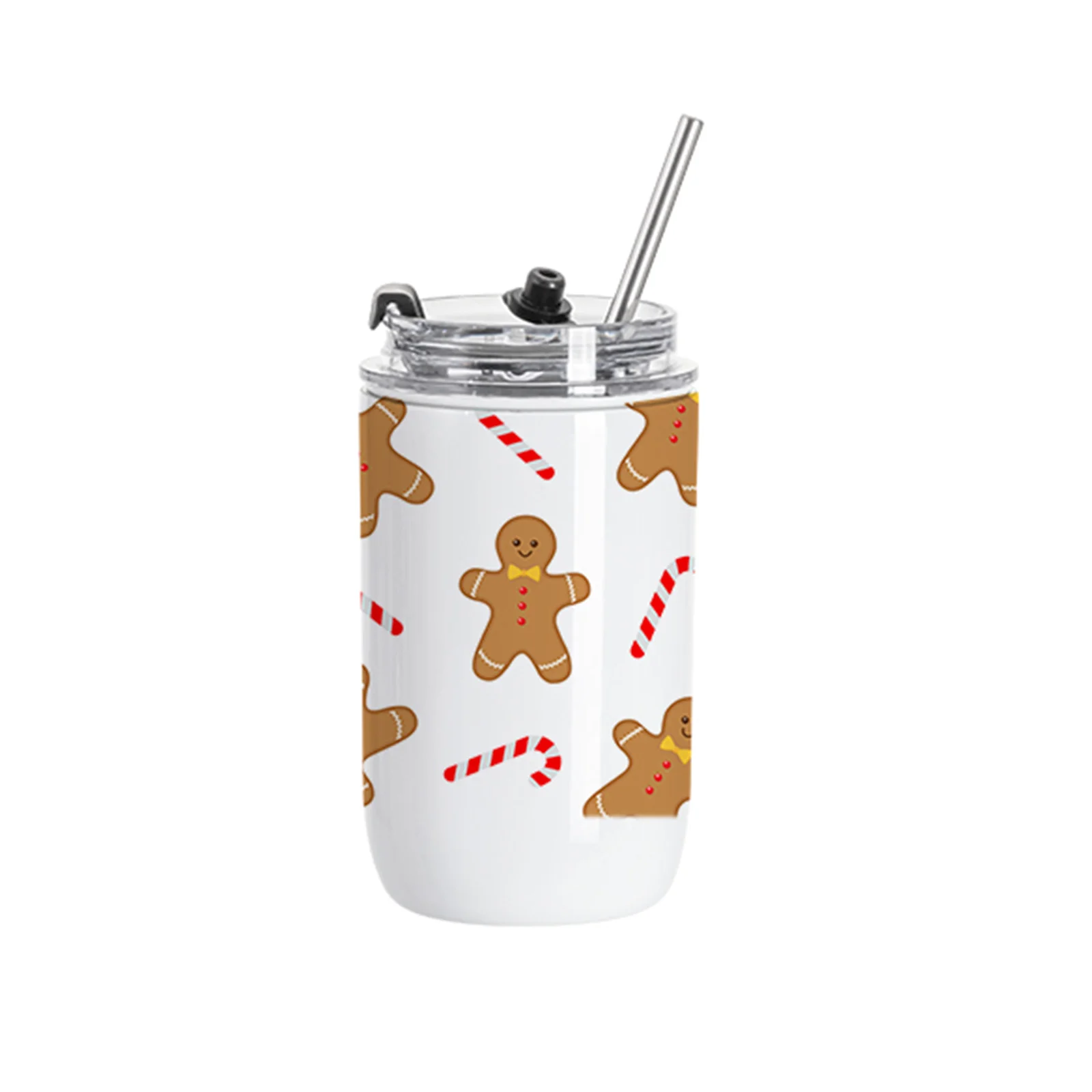12OZ/350ml Stainless Steel Travel Tumbler with Flip Lid & Metal Straw (White) thumbnail 2