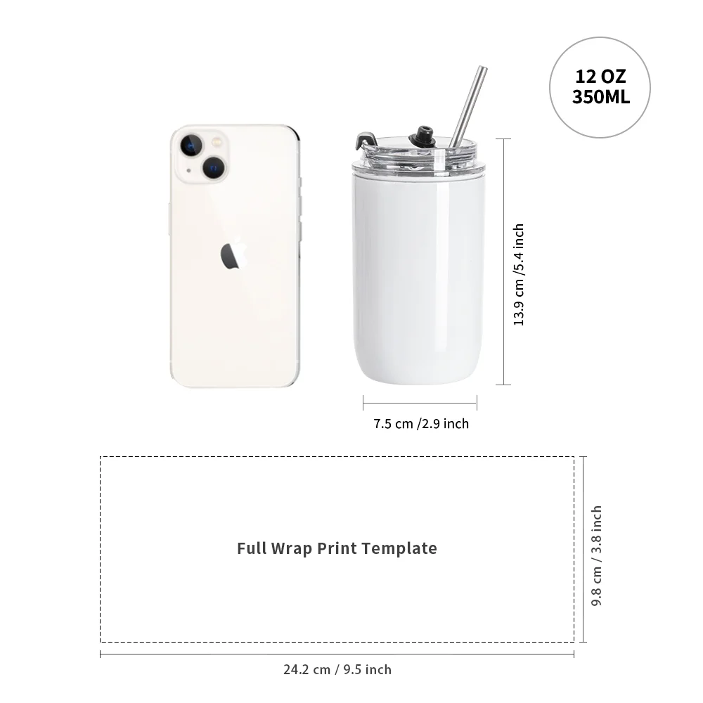 12OZ/350ml Stainless Steel Travel Tumbler with Flip Lid & Metal Straw (White) thumbnail 5