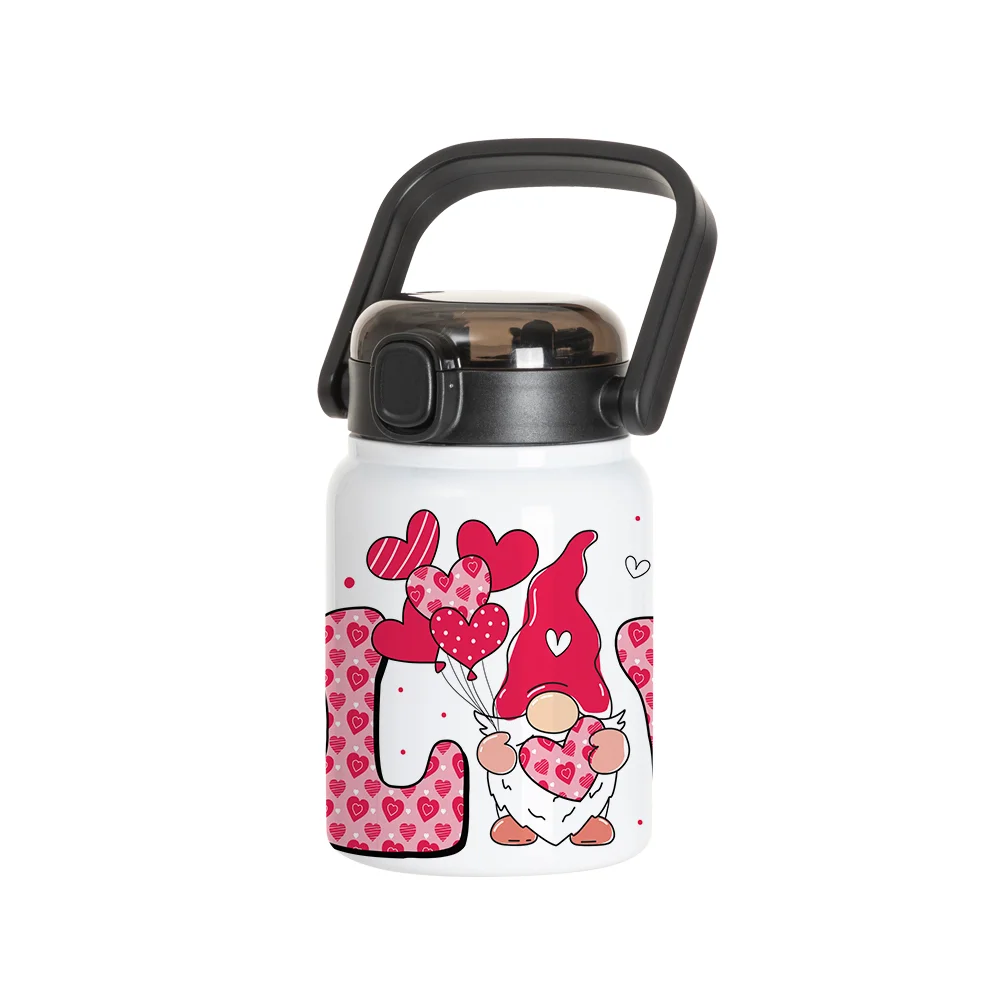 25oz/750ml Stainless Steel Large Bottle with Flip Lock Handle Cap & Straw (White) thumbnail 3