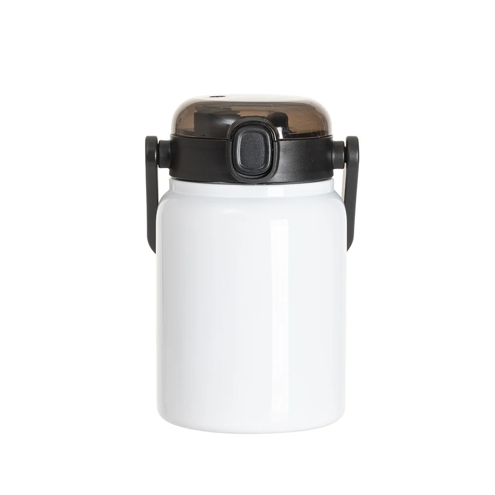 25oz/750ml Stainless Steel Large Bottle with Flip Lock Handle Cap & Straw (White) thumbnail 4