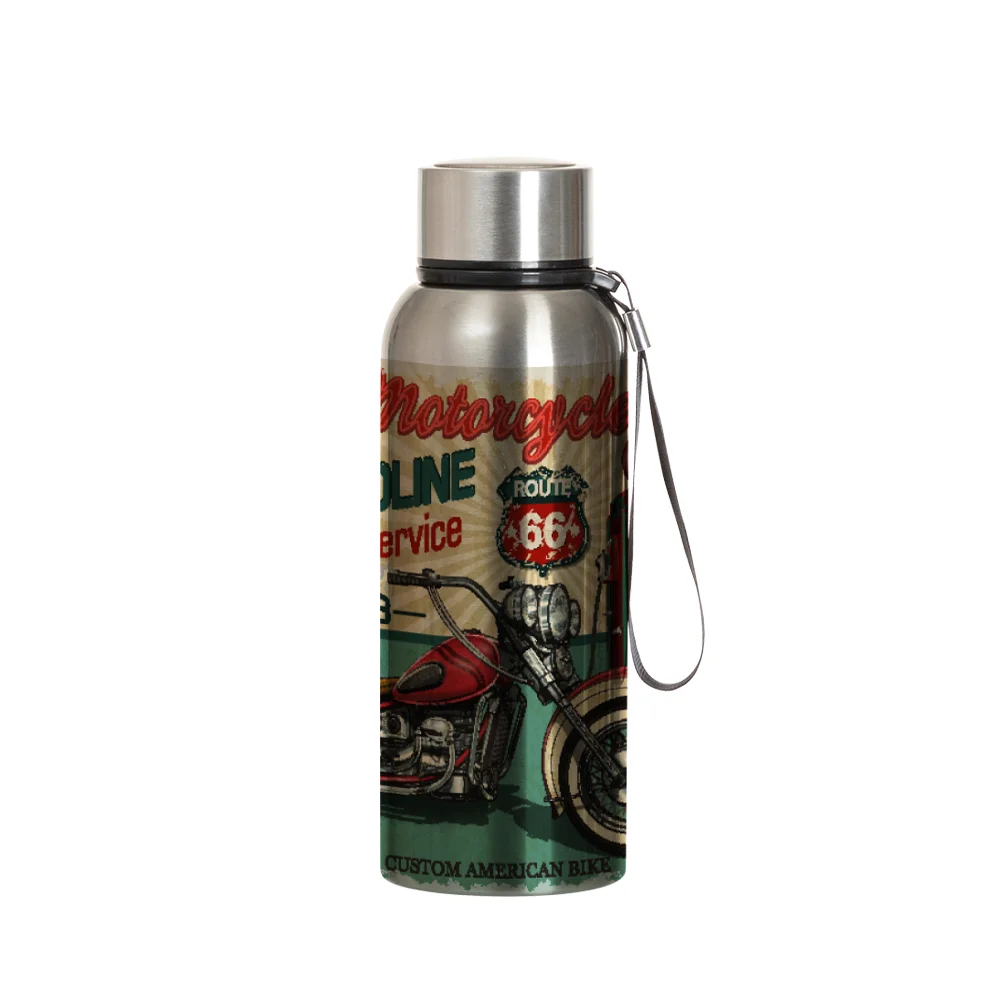 20OZ 600ml Stainless Steel Bottle withBlack  Portable String(Silver) thumbnail 2