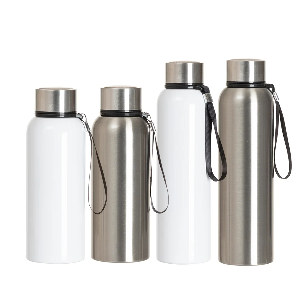 20OZ 600ml Stainless Steel Bottle withBlack  Portable String(Silver) thumbnail 4