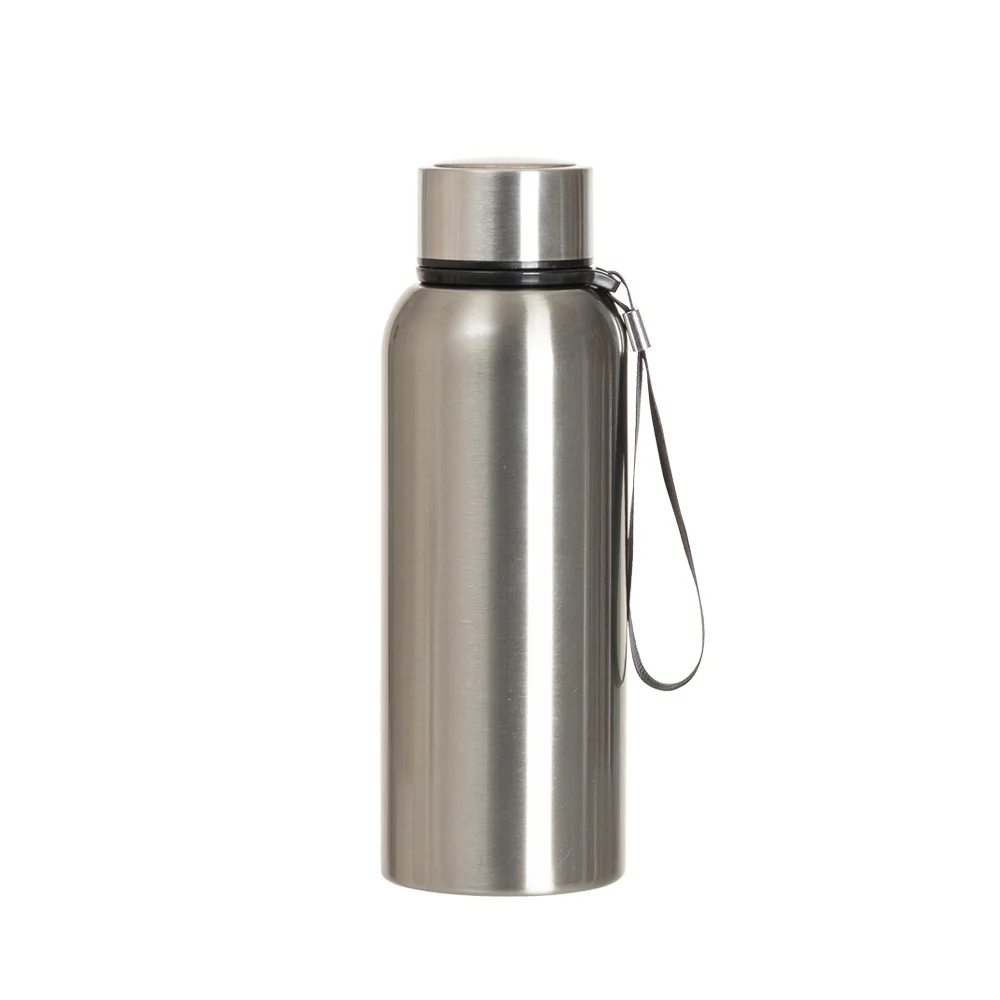 20OZ 600ml Stainless Steel Bottle withBlack  Portable String(Silver) thumbnail 1