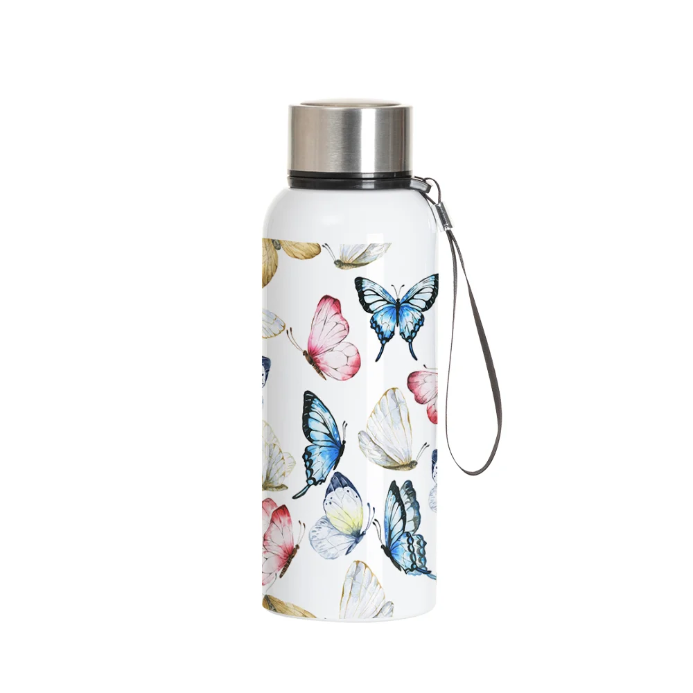 20OZ 600ml Stainless Steel Bottle withBlack  Portable String(White) thumbnail 2