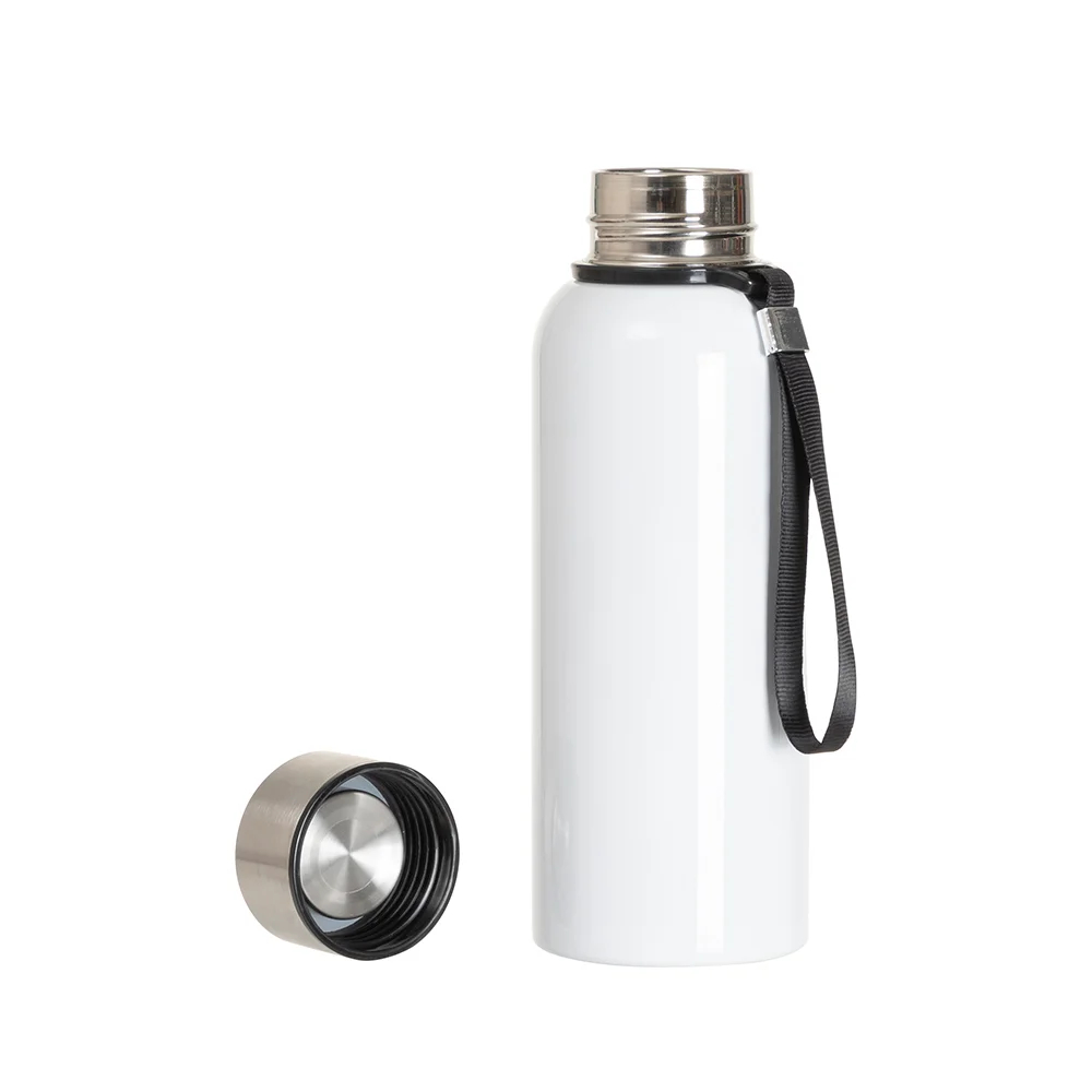 20OZ 600ml Stainless Steel Bottle withBlack  Portable String(White) thumbnail 3