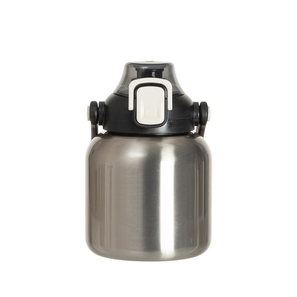 27oz/800ml Stainless Steel Travel Bottle with Flip Lock Handle Cap & Press-In Straw (Silver) thumbnail 5
