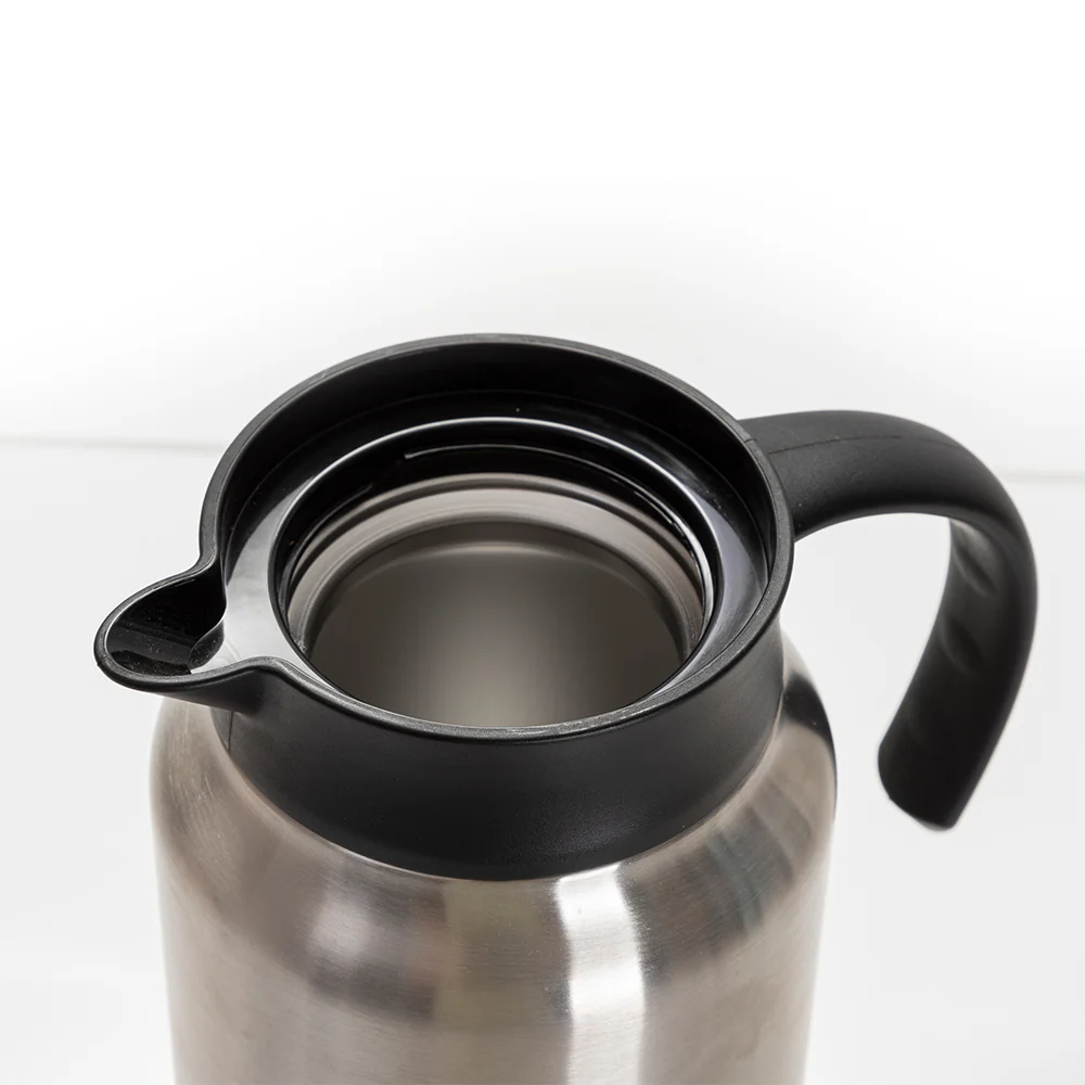 50oz/1500ml Stainless Steel Coffee Pot w/ Black Handle& Lid(Silver) thumbnail 3