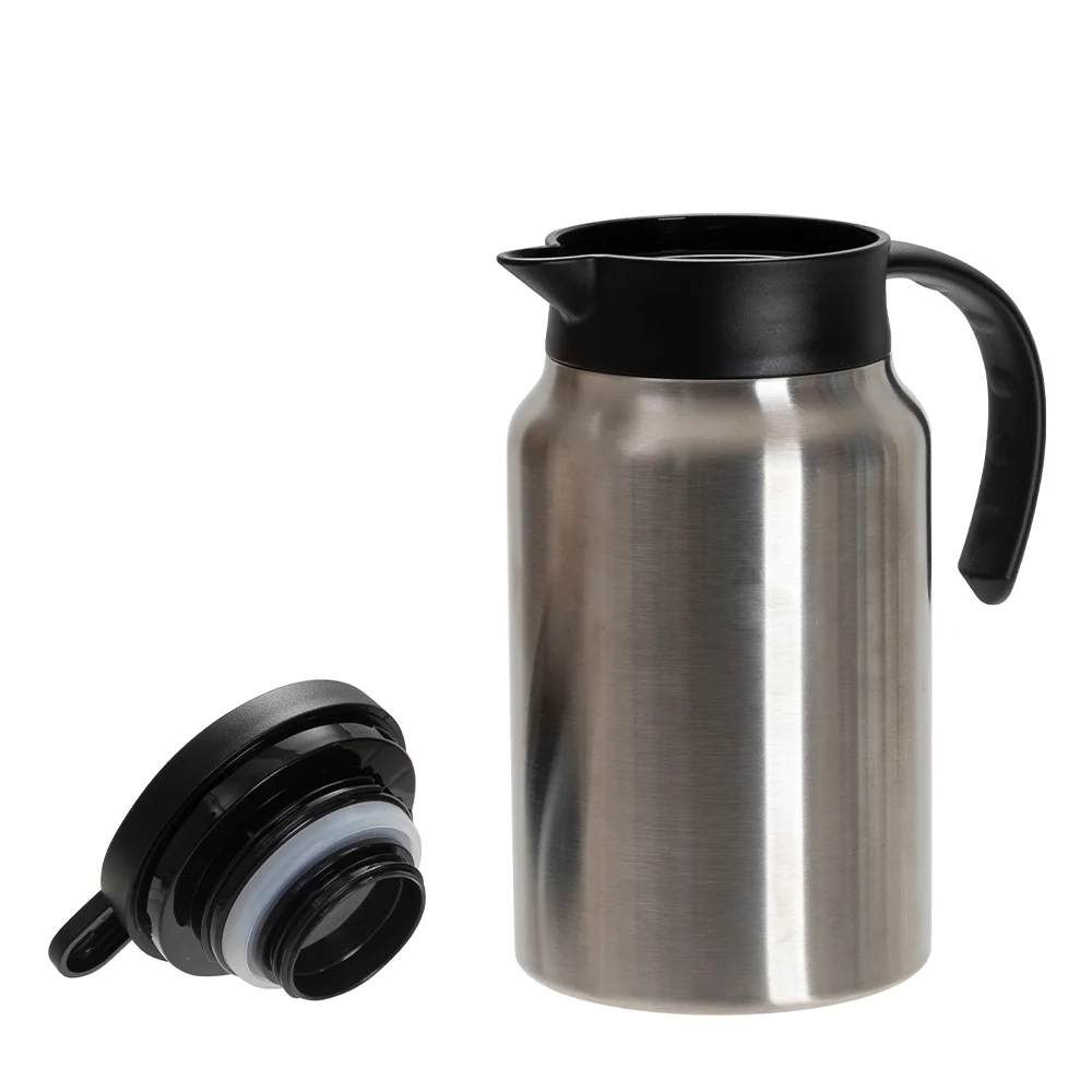 50oz/1500ml Stainless Steel Coffee Pot w/ Black Handle& Lid(Silver) thumbnail 4