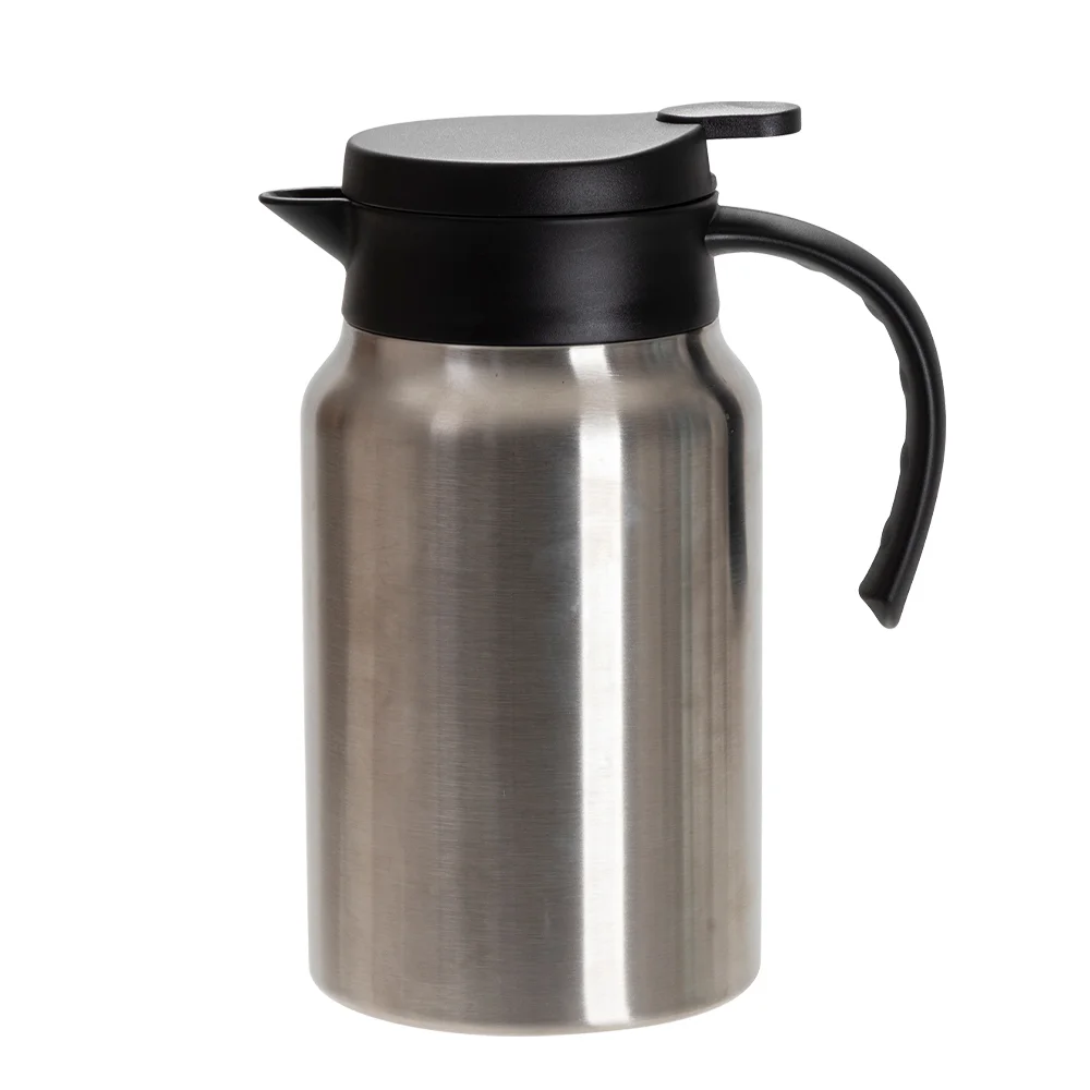 50oz/1500ml Stainless Steel Coffee Pot w/ Black Handle& Lid(Silver) thumbnail 1