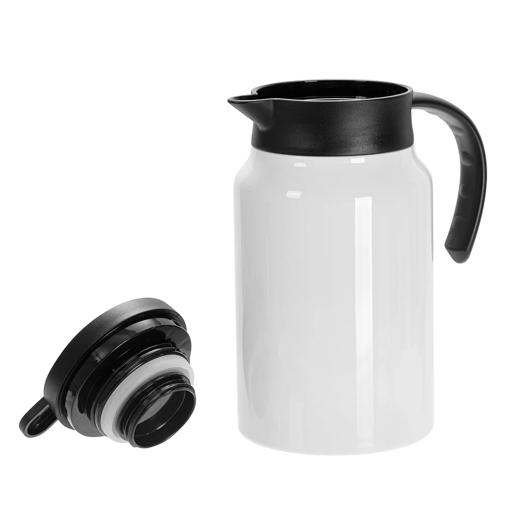 50oz/1500ml Stainless Steel Coffee Pot  w/ Black Handle& Lid(White) thumbnail 4