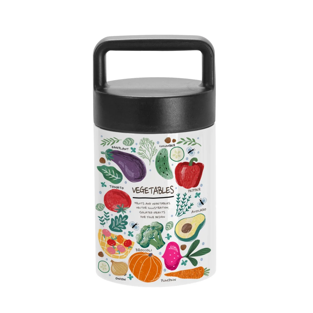13OZ 400ml Sublimation Thermal Food Jar with Large Handle Screw Lid (White)