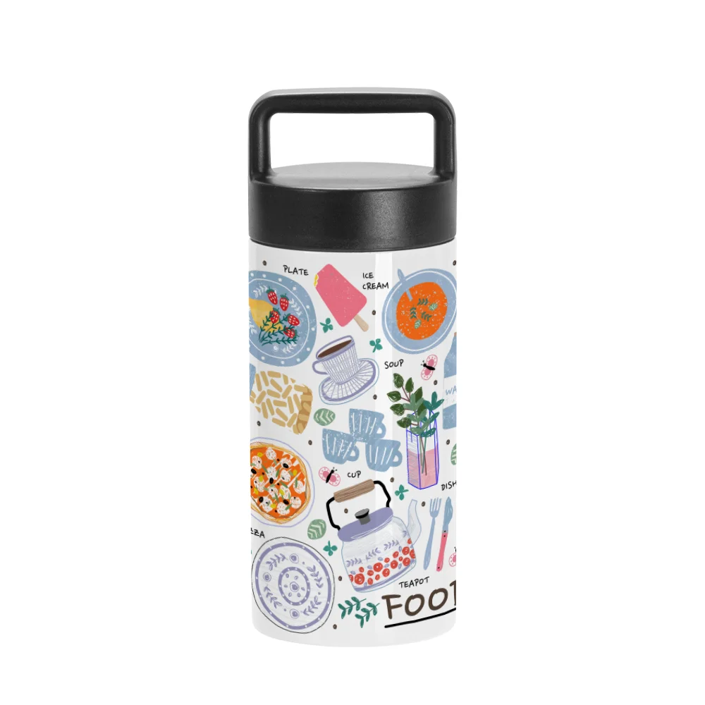 20OZ 600ml Sublimation Thermal Food Jar with Large Handle Screw Lid (White)