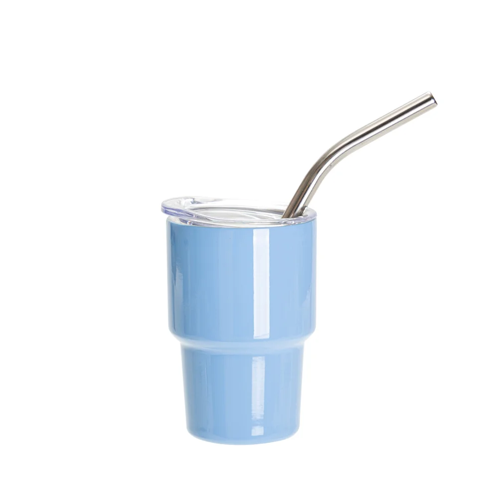 3oz/90ml Mini Sub Stainless Steel Tumbler Shot Glass w/ Straw(Blue) thumbnail 1