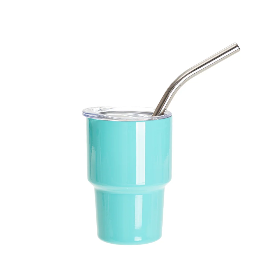 3oz/90ml Mini Sub Stainless Steel Tumbler Shot Glass w/ Straw(Mint Green) thumbnail 1