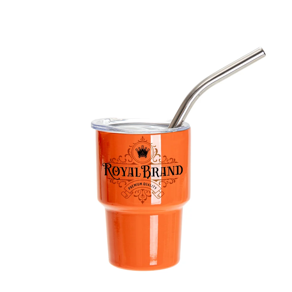3oz/90ml Mini Sub Stainless Steel Tumbler Shot Glass w/ Straw(Orange) thumbnail 2