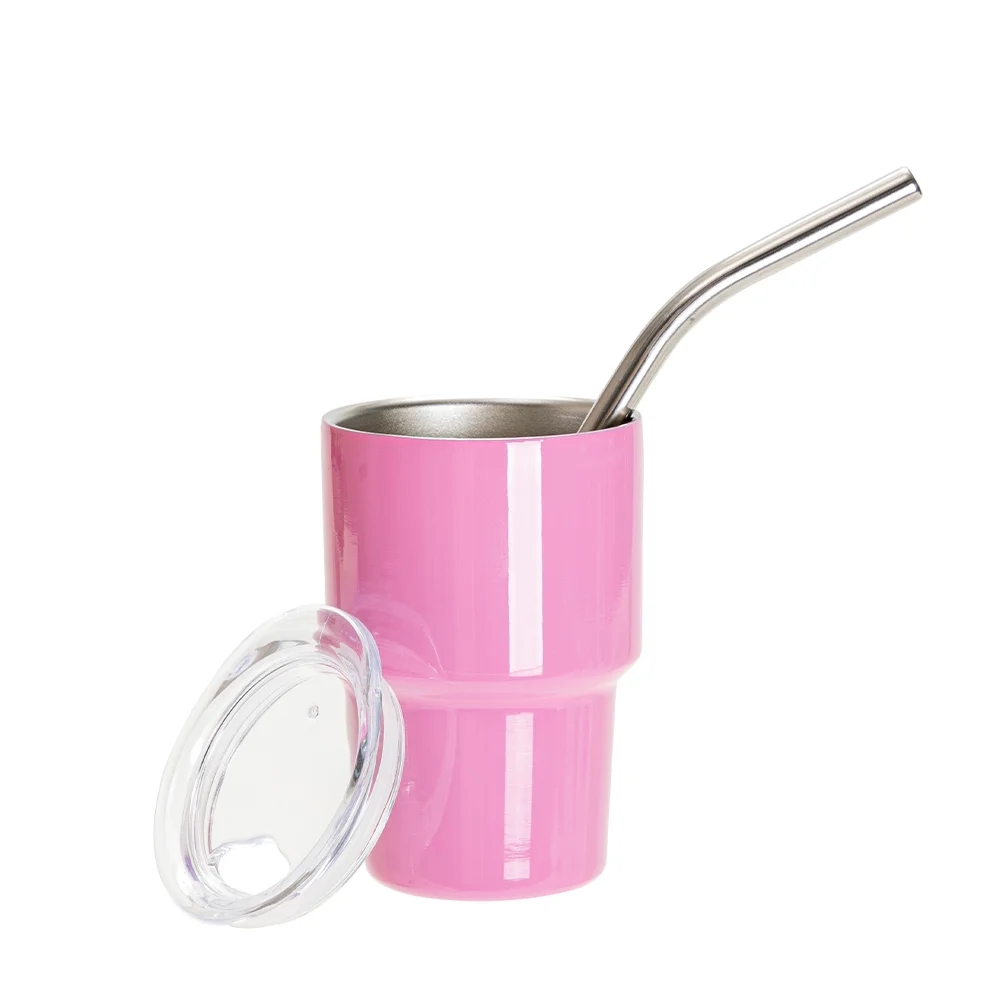 3oz/90ml Mini Sub Stainless Steel Tumbler Shot Glass w/ Straw(Pink) thumbnail 5