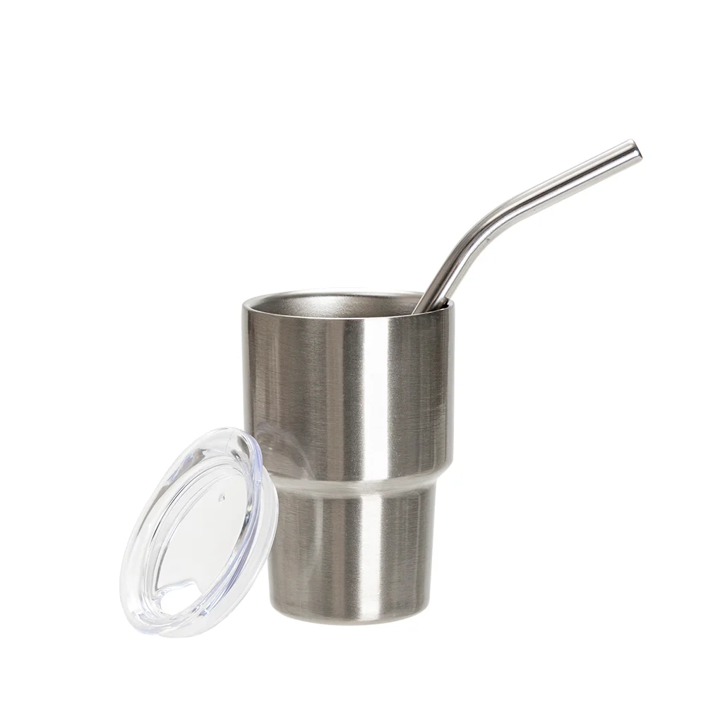 3oz/90ml Mini Sub Stainless Steel Tumbler Shot Glass w/ Straw(Silver) thumbnail 5