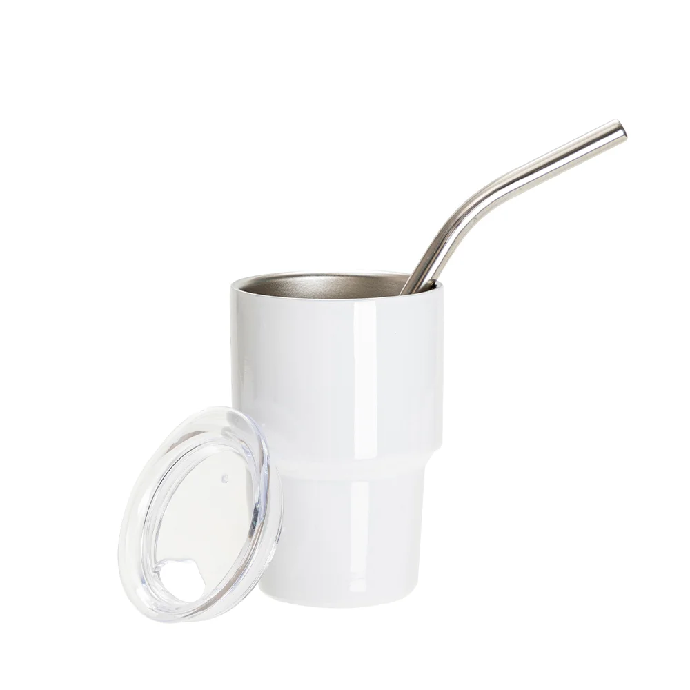 3oz/90ml Mini Sub Stainless Steel Tumbler Shot Glass w/ Straw(White) thumbnail 5
