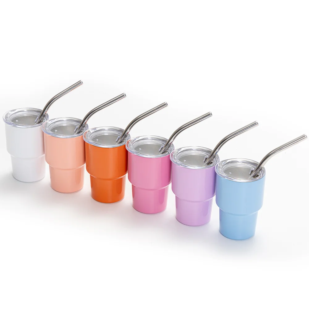 3oz/90ml Mini Sub Stainless Steel Tumbler Shot Glass w/ Straw(White) thumbnail 7