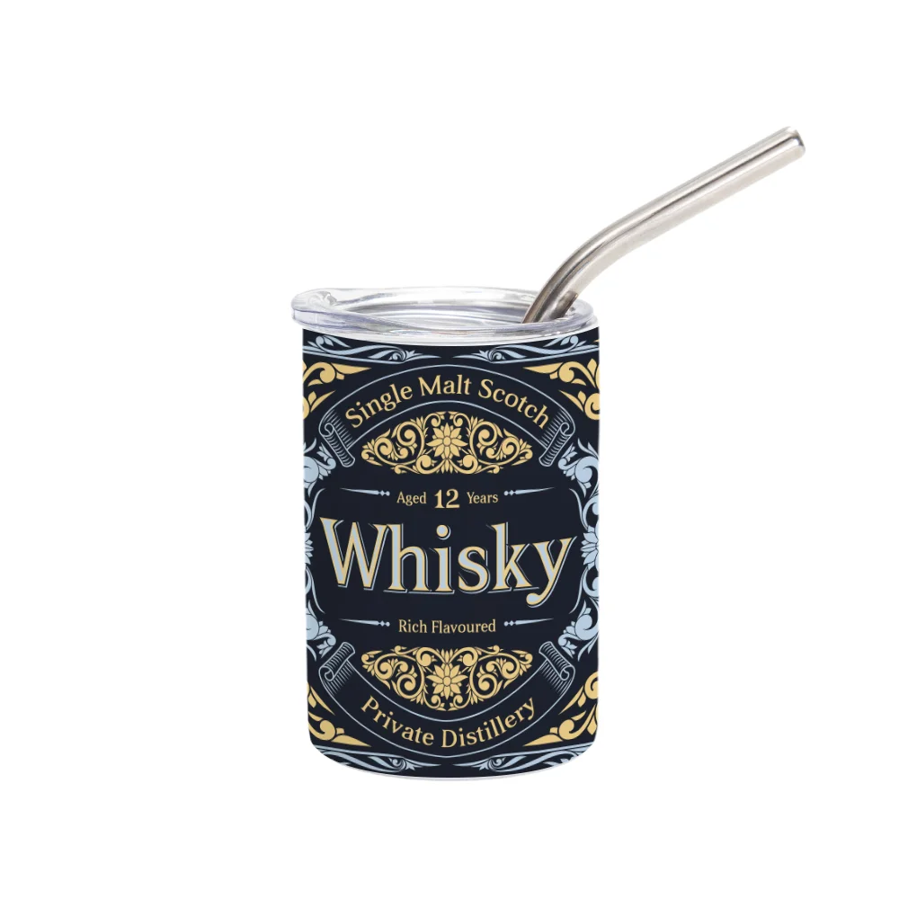 3oz/100mlStainless Steel Insulated Shot Glass with Flat Lid & Metal Straw (White)