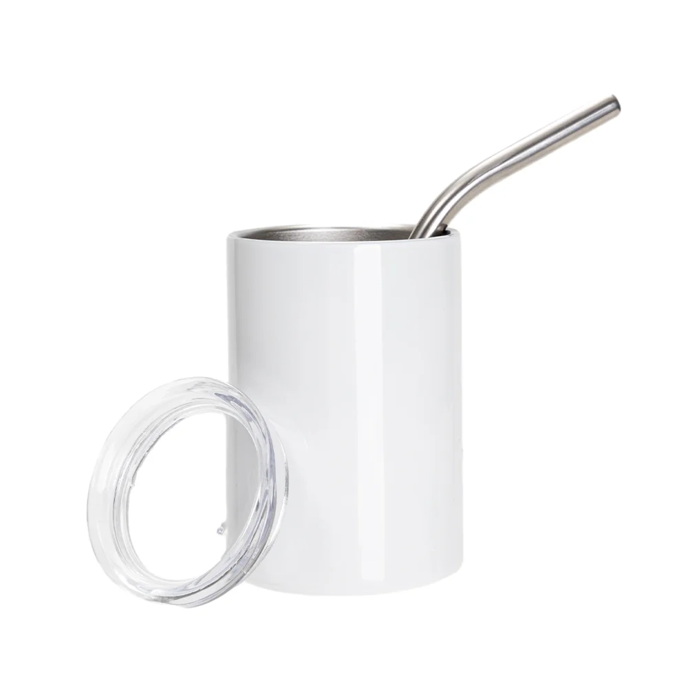 3oz/100mlStainless Steel Insulated Shot Glass with Flat Lid & Metal Straw (White) thumbnail 6