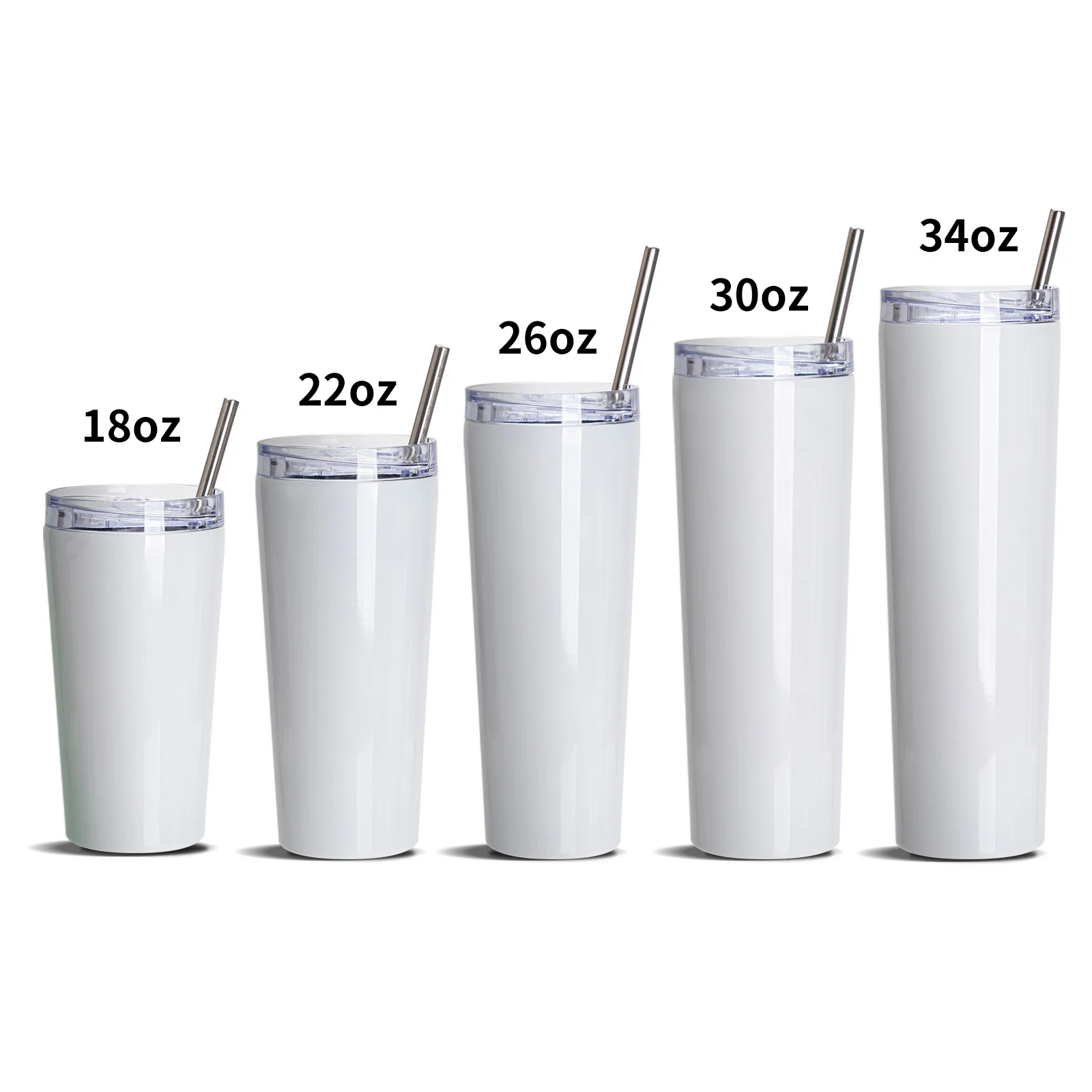 22OZ/700ml Stainless Steel Tumbler with Water Proof Lid & Metal Straw (Sublimation Glossy White) thumbnail 3