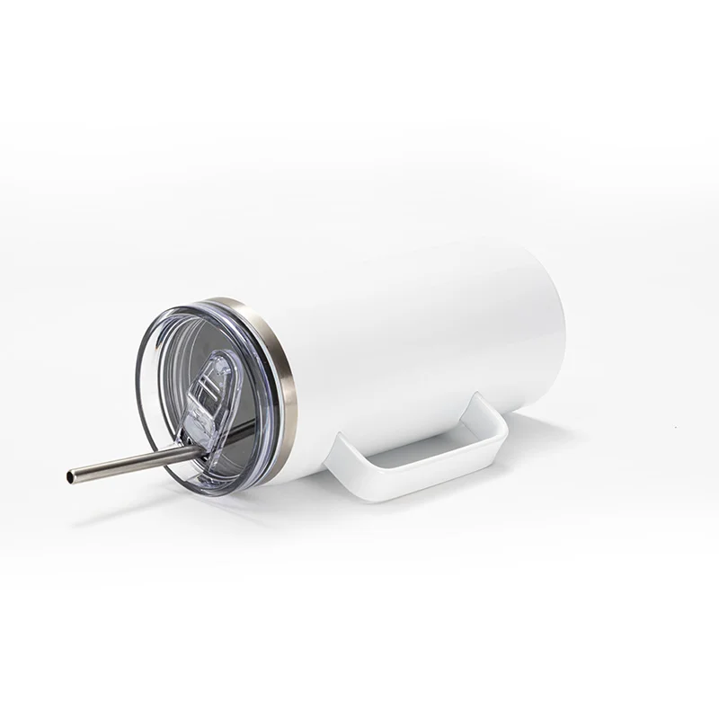 40OZ/1200ml Stainless Steel Sublimation Wine Barrel Tumbler with Slide Lid & Straw(White) thumbnail 5