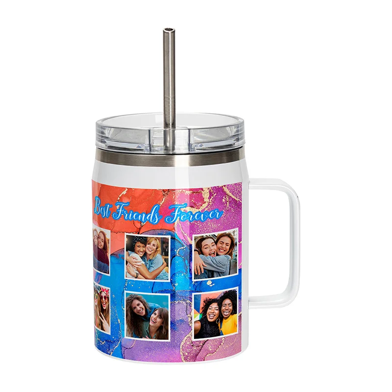 30OZ/900ml Stainless Steel Sublimation Wine Barrel Tumbler with Slide Lid & Straw(White) thumbnail 2
