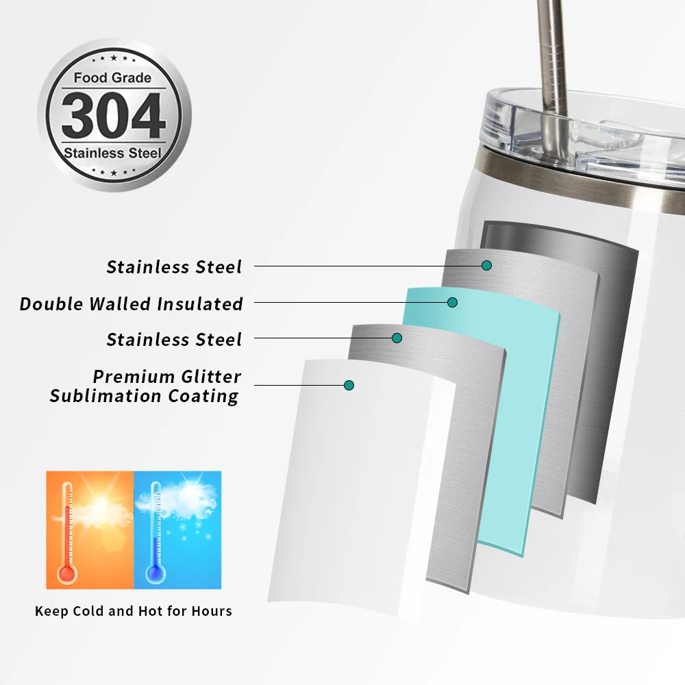 30OZ/900ml Stainless Steel Sublimation Wine Barrel Tumbler with Slide Lid & Straw(White) thumbnail 8