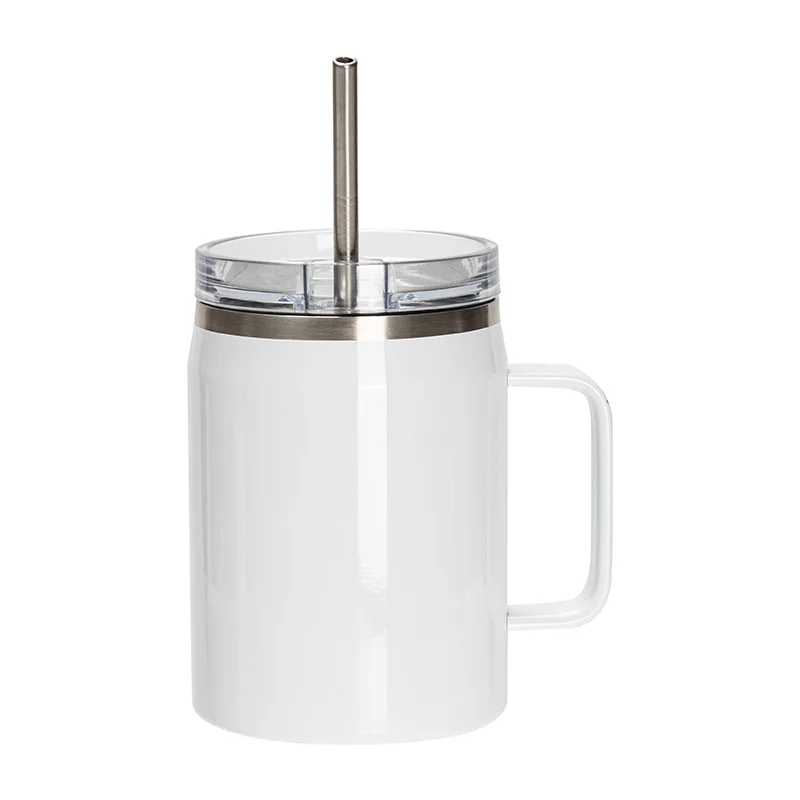 30OZ/900ml Stainless Steel Sublimation Wine Barrel Tumbler with Slide Lid & Straw(White) thumbnail 1