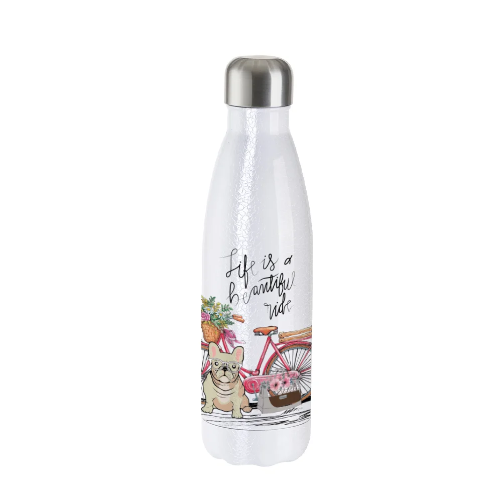 17oz Crackle Finish Water Bottle (White) thumbnail 2