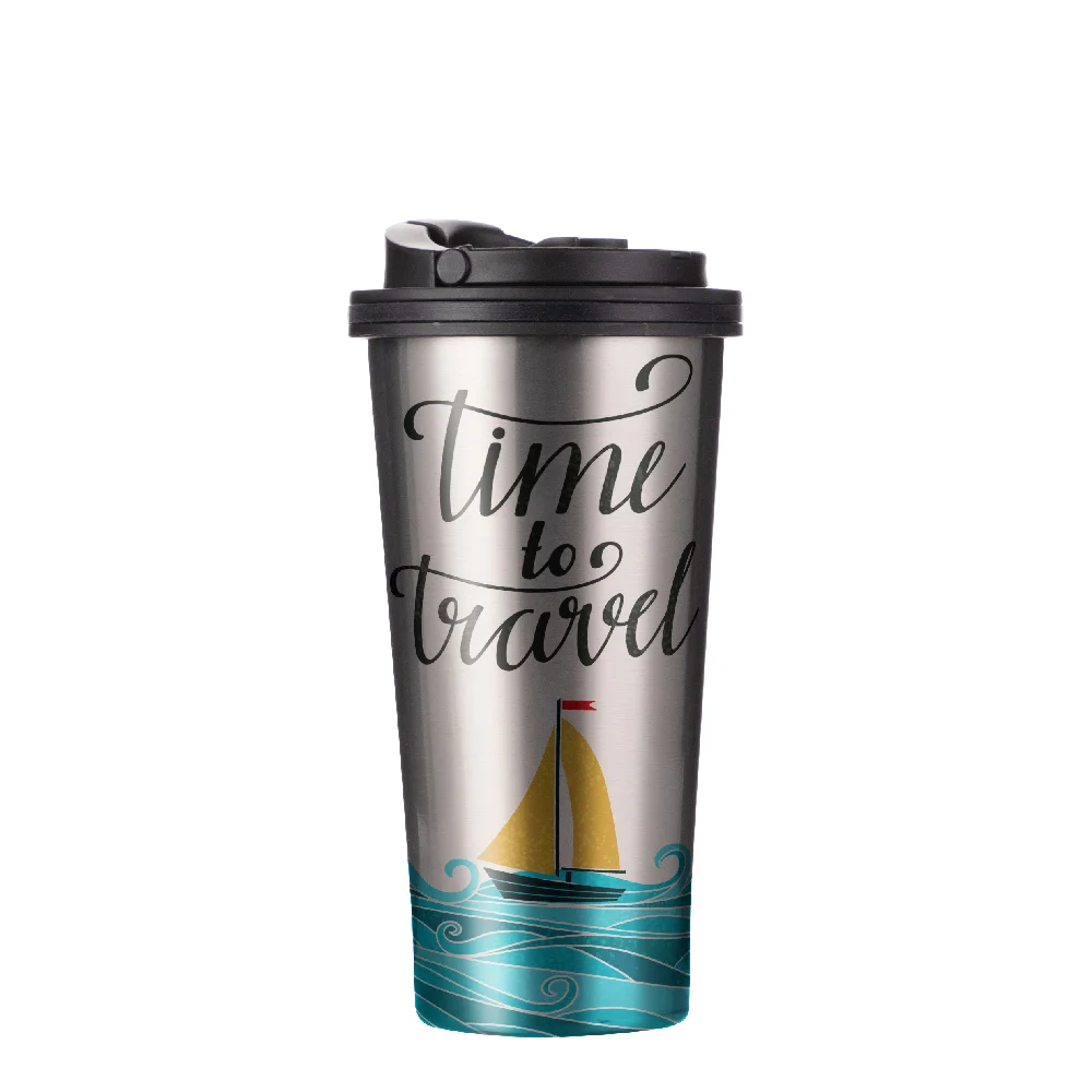 16oz Stainless Steel Tumbler with Portable Lid(Silver)