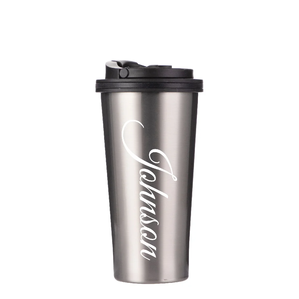 16oz Stainless Steel Tumbler with Portable Lid(Silver) thumbnail 3