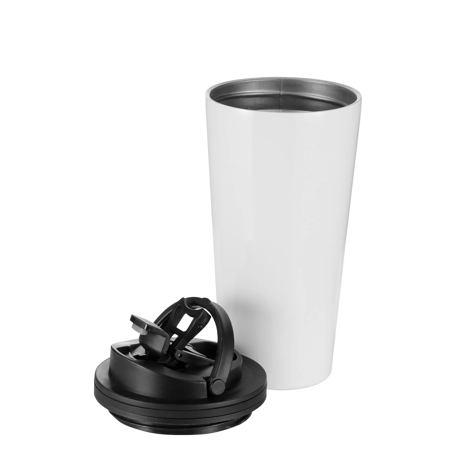 16oz 480ml Stainless Steel Tumbler with Portable Lid (Glossy White) thumbnail 5