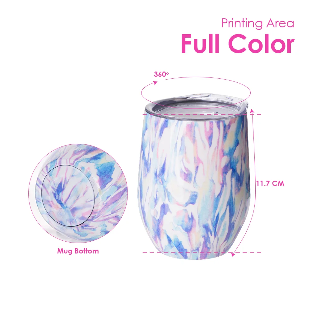 12oz 360ml Sublimation Wine Tumbler with Lid (Full Color-Air Transfer,White) thumbnail 6