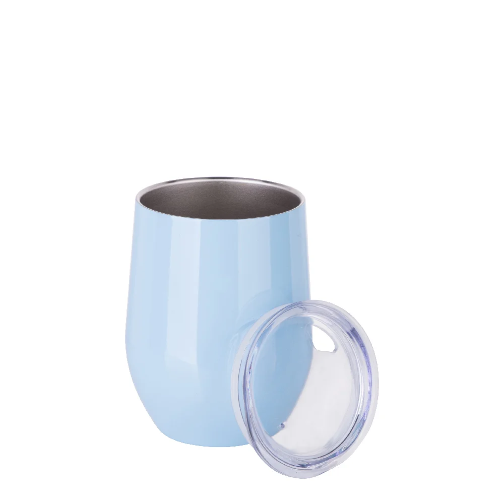 12oz 360ml Sublimation Wine Tumbler with Lid (Glossy Light Blue) thumbnail 5