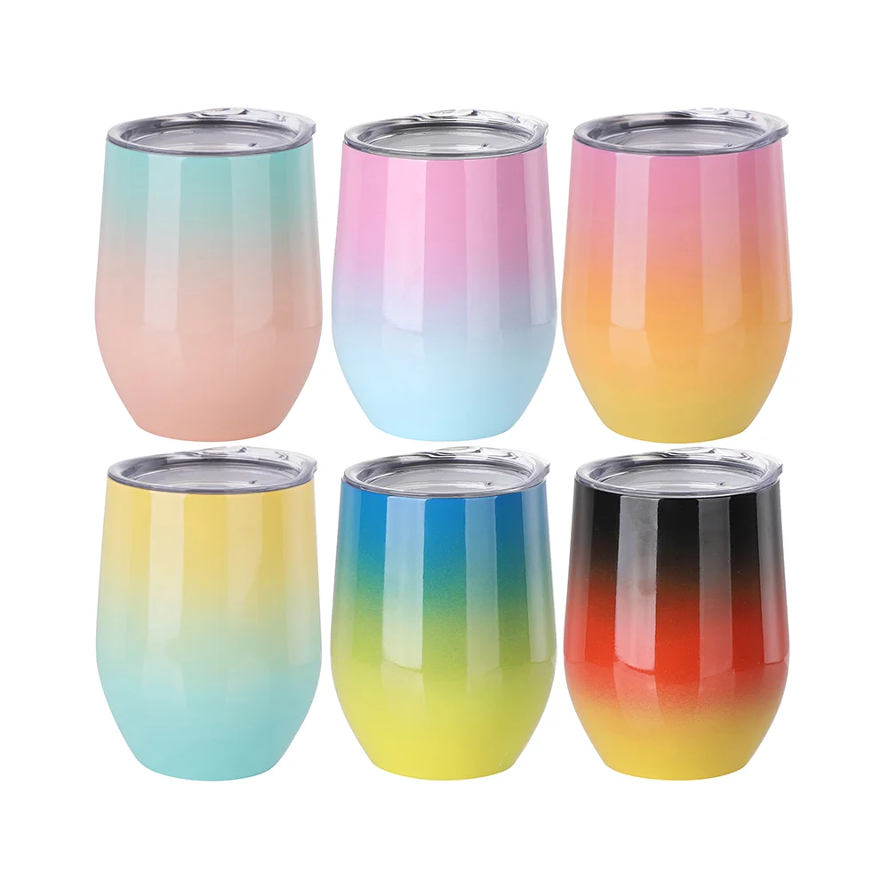 12oz 360ml Sublimation Wine Tumbler with Lid (Ombre Black+Red+Yellow) thumbnail 6