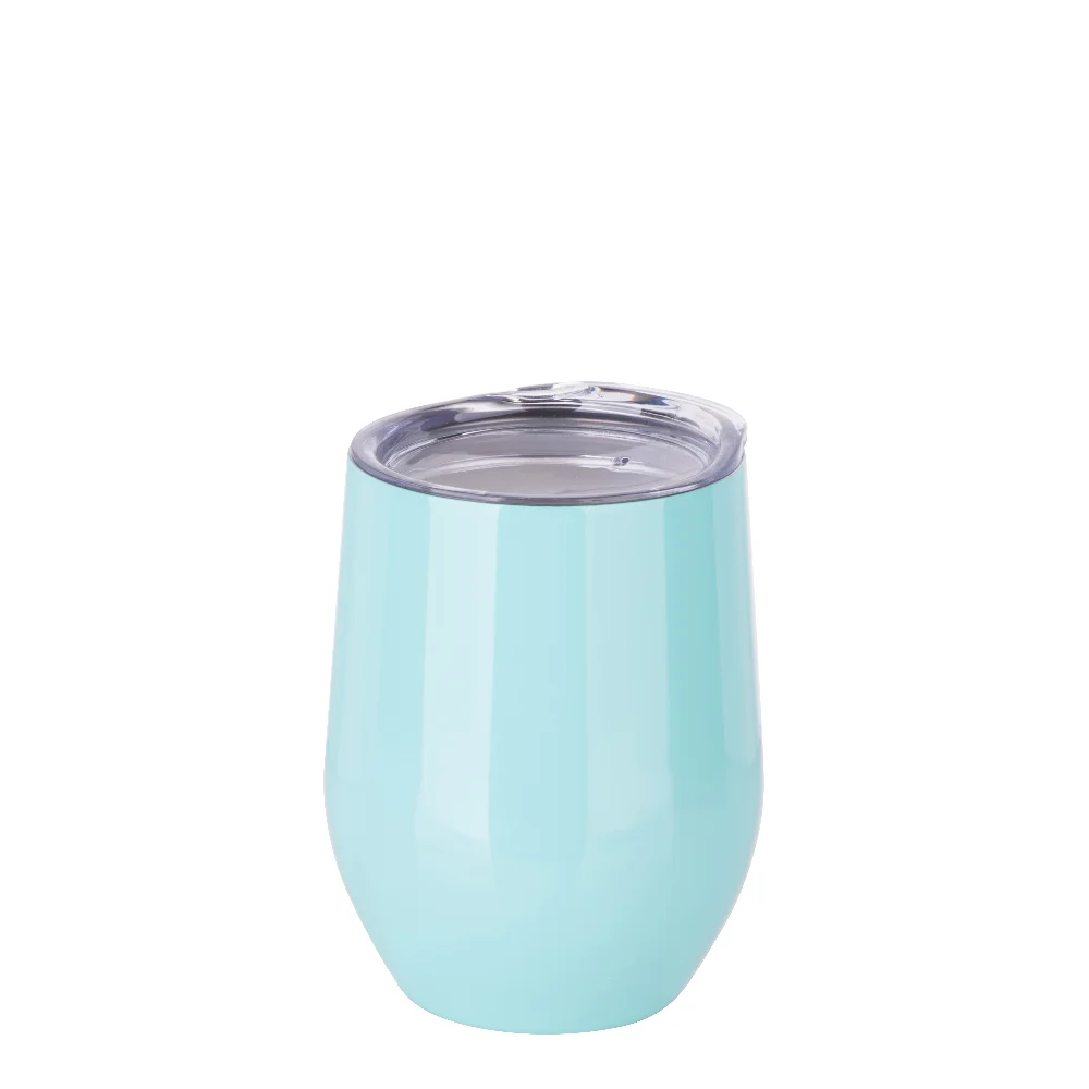12oz 360ml Sublimation Wine Tumbler with Lid (Glossy Green) thumbnail 1