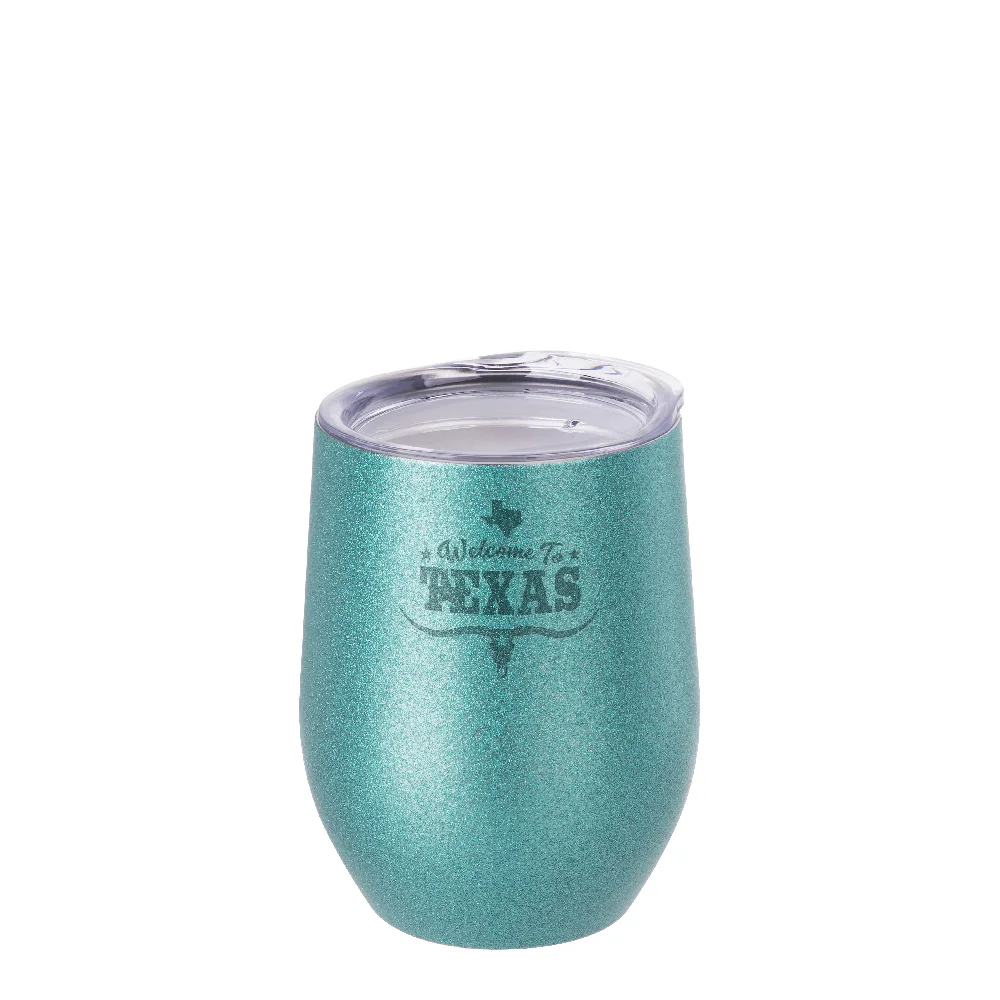 12oz/360ml Stainless Steel Stemless Glitter Cup w/ Lid(Blue) thumbnail 4