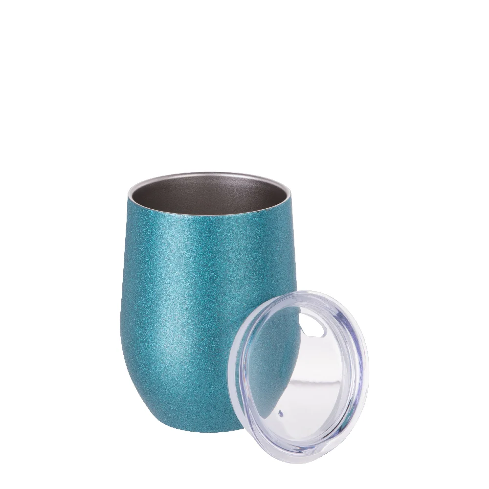 12oz/360ml Stainless Steel Stemless Glitter Cup w/ Lid(Blue) thumbnail 5