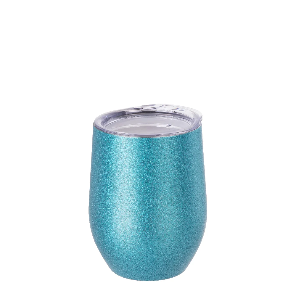 12oz/360ml Stainless Steel Stemless Glitter Cup w/ Lid(Blue) - image 1