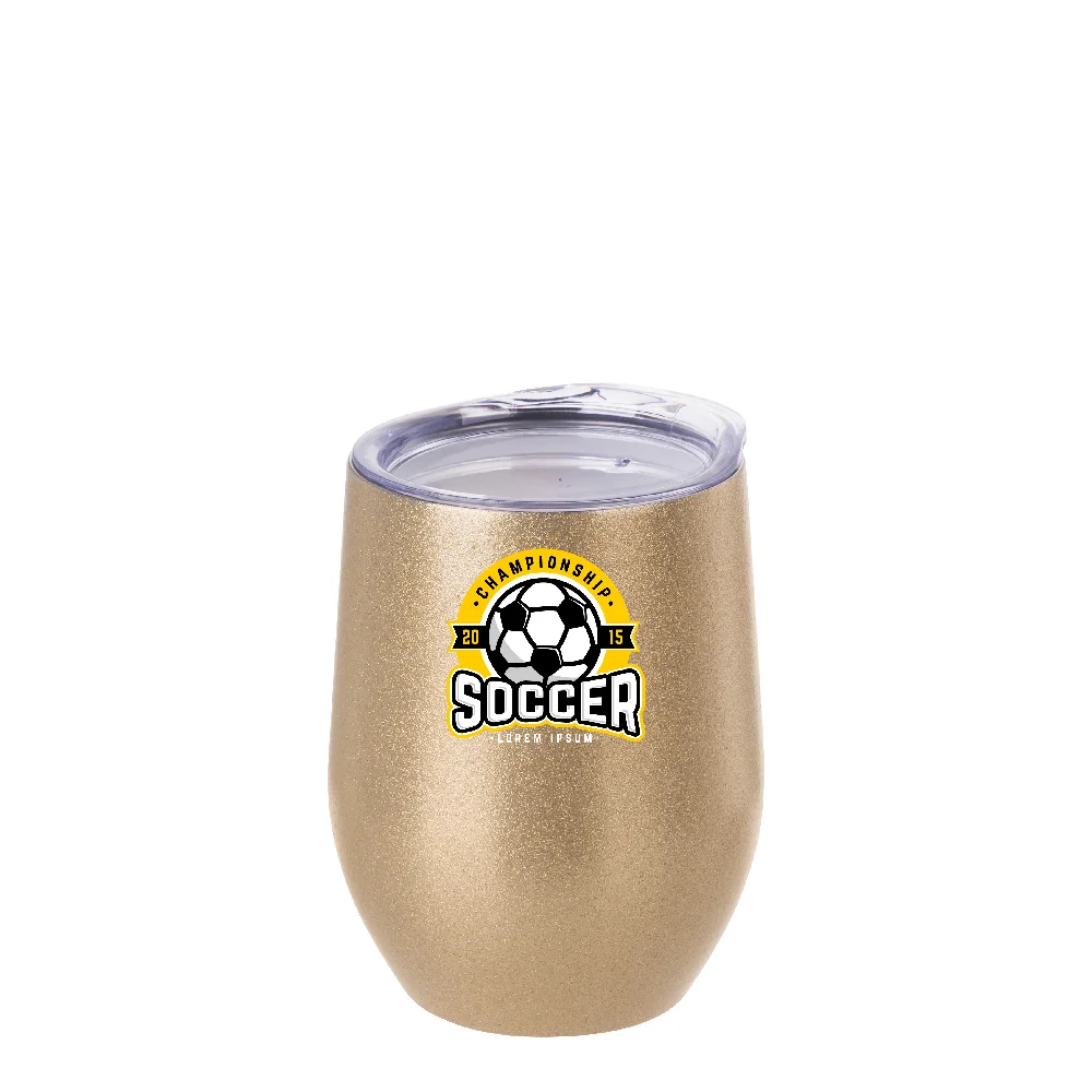 12oz/360ml Stainless Steel Stemless Glitter Cup w/ Lid(Rose Gold) thumbnail 3