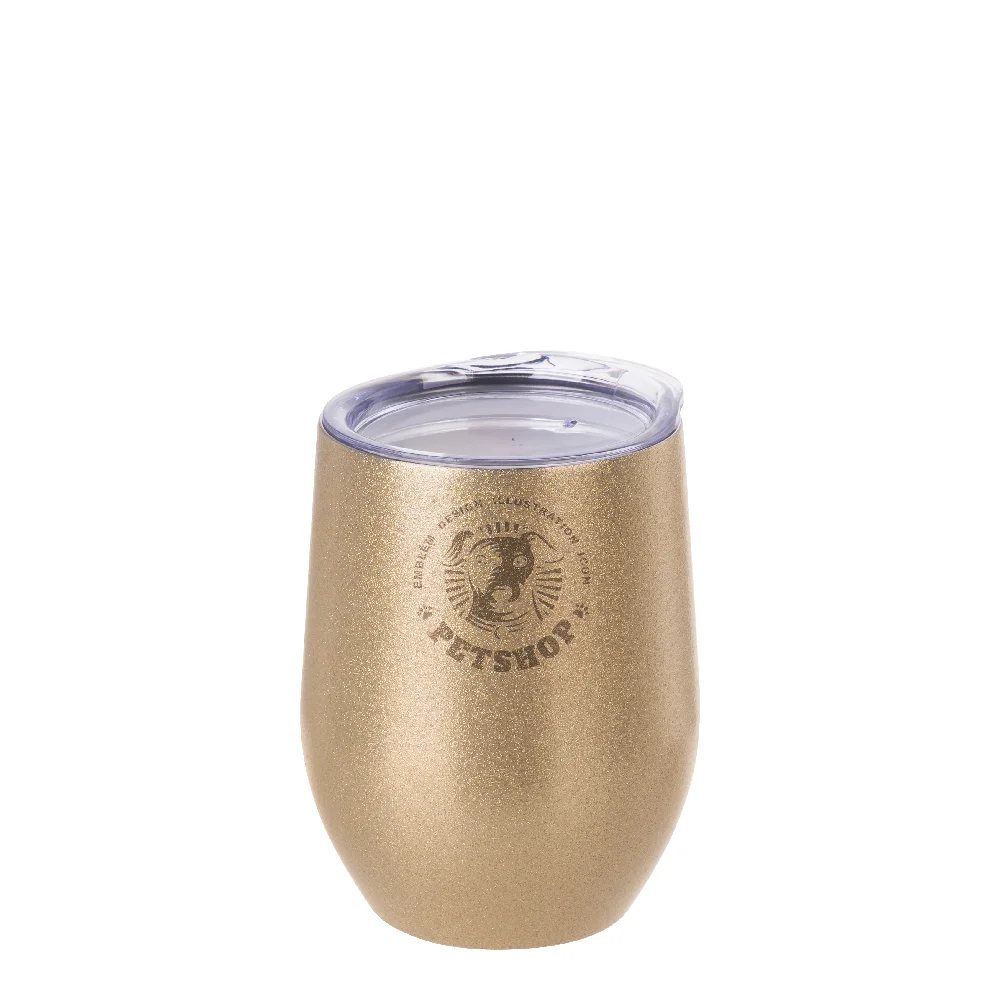 12oz/360ml Stainless Steel Stemless Glitter Cup w/ Lid(Rose Gold) thumbnail 4