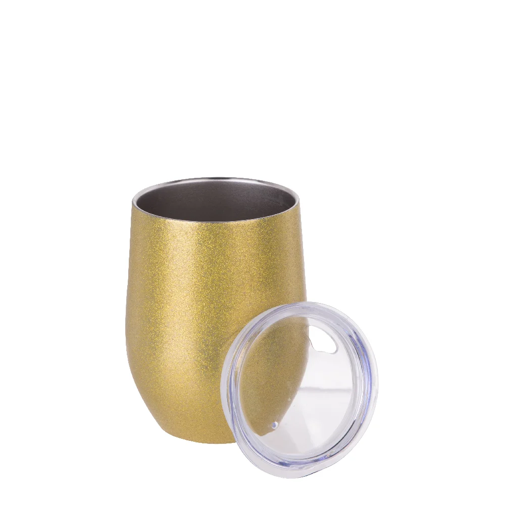 12oz/360ml Stainless Steel Stemless Glitter Cup w/ Lid(Rose Gold) thumbnail 5