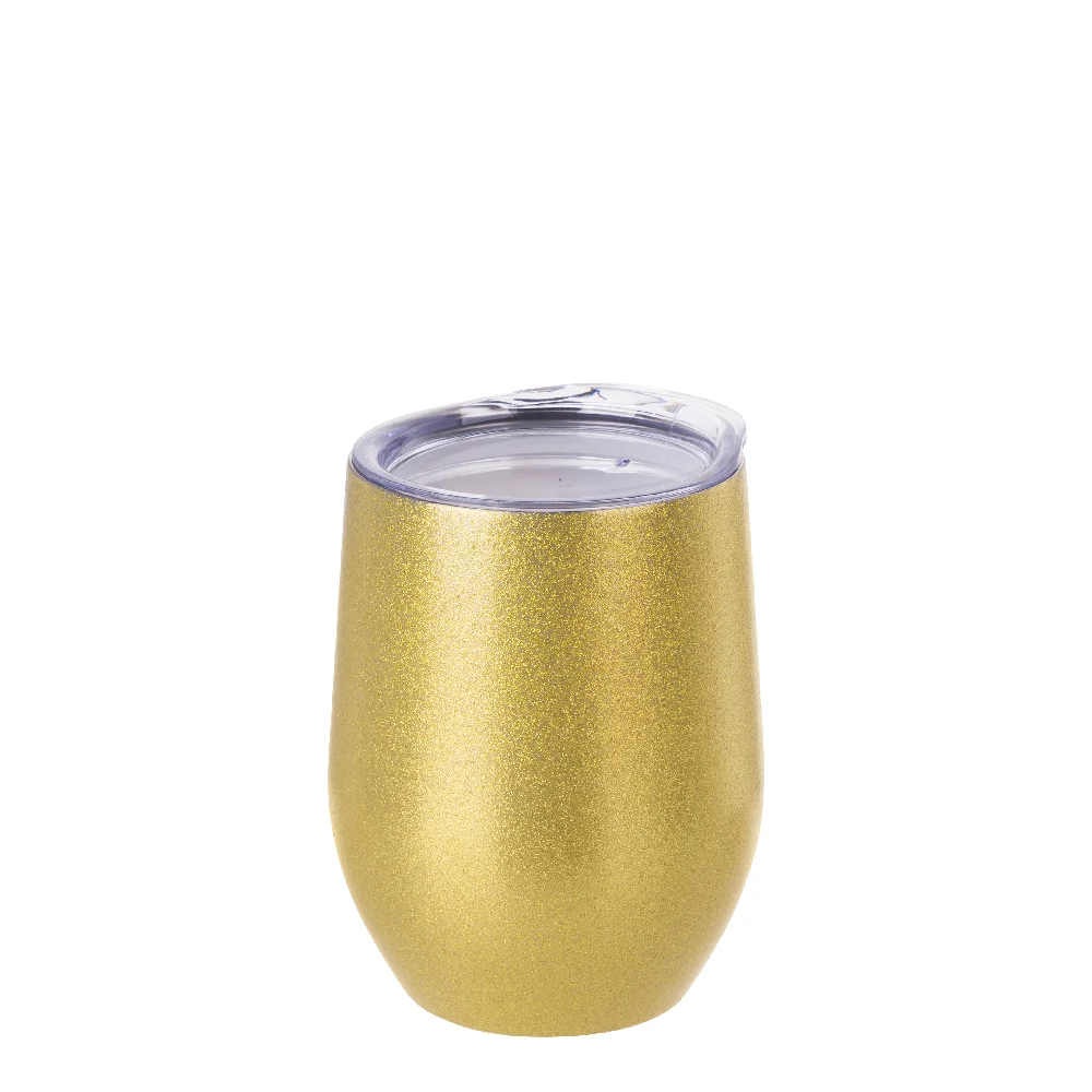 12oz/360ml Stainless Steel Stemless Glitter Cup w/ Lid(Rose Gold) thumbnail 1