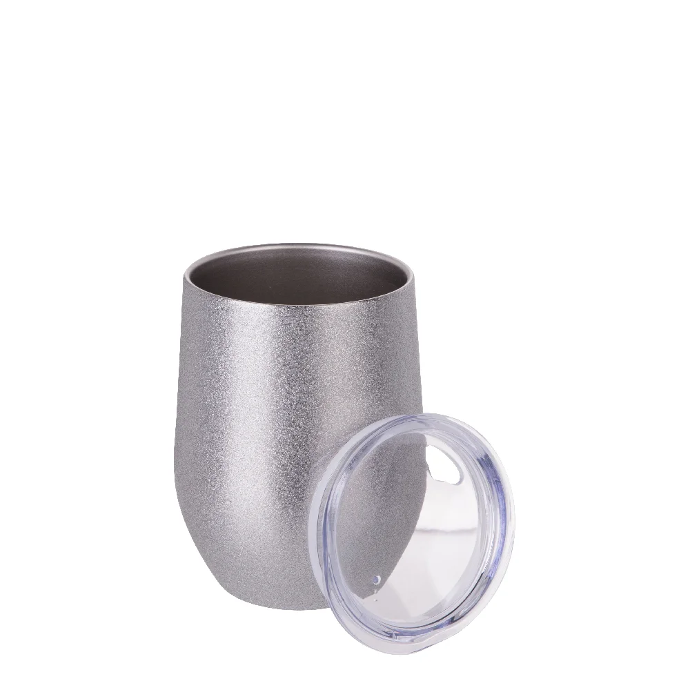 12oz/360ml Stainless Steel Stemless Glitter Cup w/ Lid(Silver) thumbnail 5