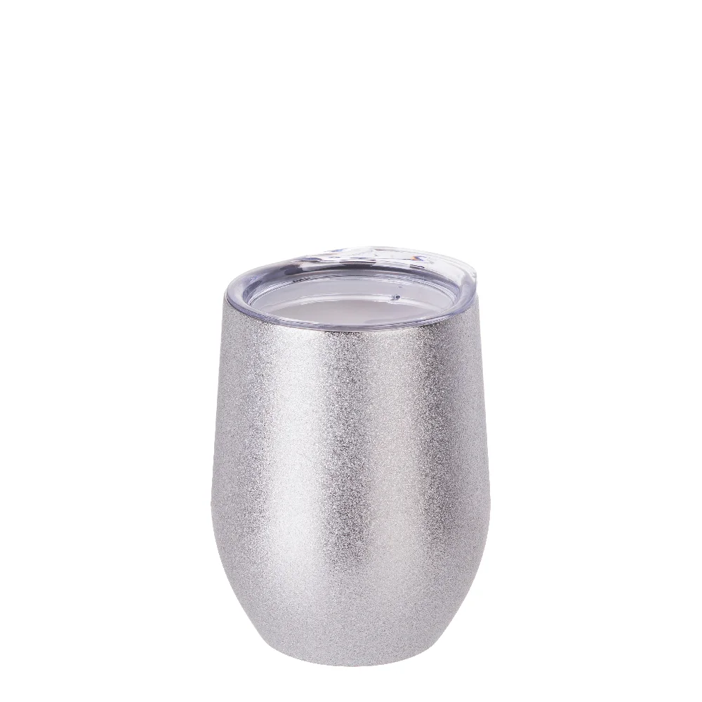 12oz/360ml Stainless Steel Stemless Glitter Cup w/ Lid(Silver) thumbnail 1