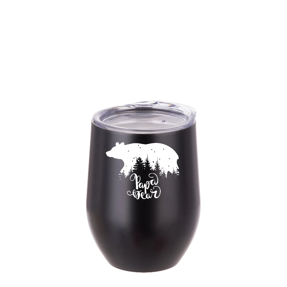 12oz 360ml Sublimation Wine Tumbler with Lid (Matt Black) thumbnail 3