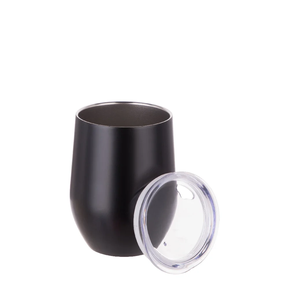 12oz 360ml Sublimation Wine Tumbler with Lid (Matt Black) thumbnail 4